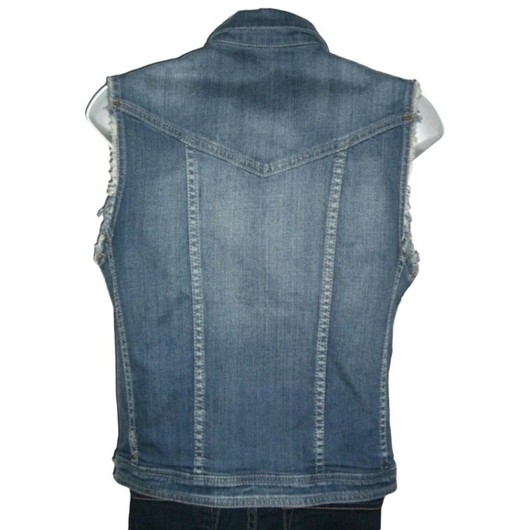 Blank NYC Vest Denim Distressed Fray Jean Festival Grunge alt egirl Rock Concert - Picture 4 of 10